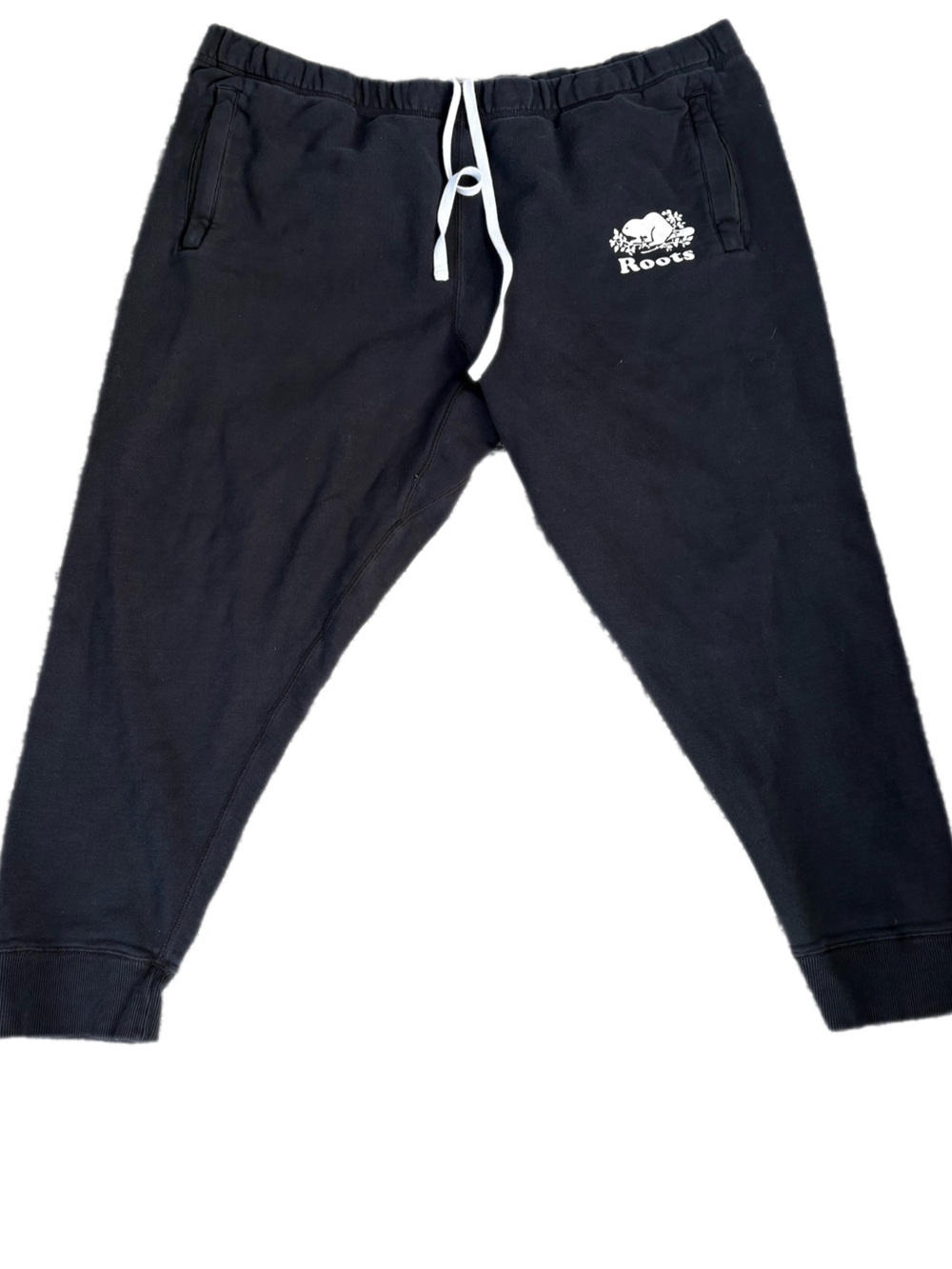 Roots Black Sweatpants with White Drawstring and Logo - 3XL